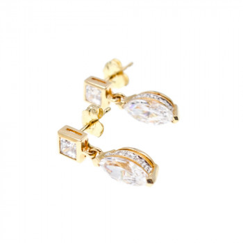 Sky Jewelry Золотые серьги с фианитами Маленькая Радость 