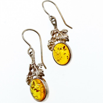 Sky Jewelry Серебряные серьги с янтарем Винтаж 