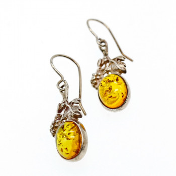 Sky Jewelry Серебряные серьги с янтарем Винтаж 