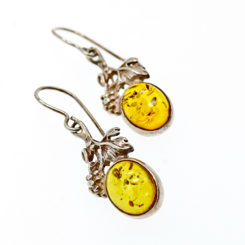 Sky Jewelry Серебряные серьги с янтарем Винтаж 