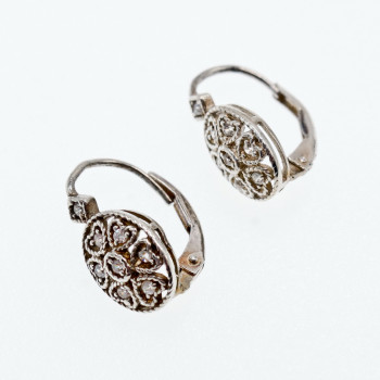 Sky Jewelry Винтажные серебряные серьги с фианитами  Ажур