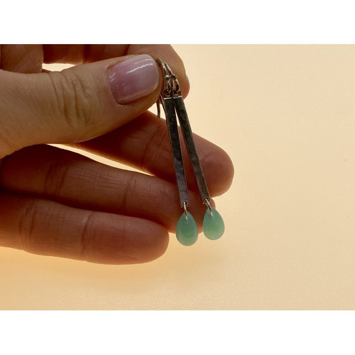 Sky Jewelry Серебряные серьги с агатом  Бирюзовая сладость