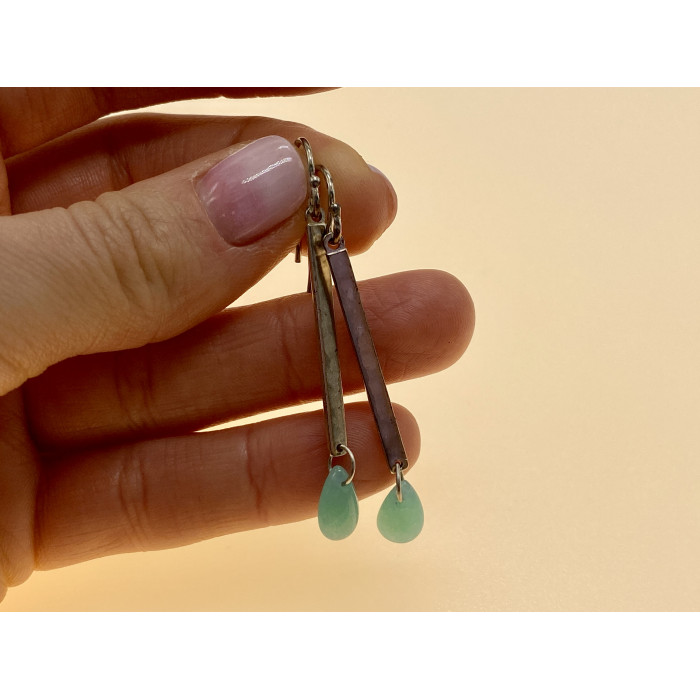 Sky Jewelry Серебряные серьги с агатом  Бирюзовая сладость