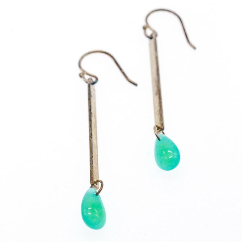 Sky Jewelry Серебряные серьги с агатом  Бирюзовая сладость