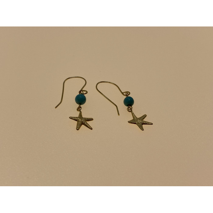 Sky Jewelry Золотые серьги с бирюзой  Морская Звезда