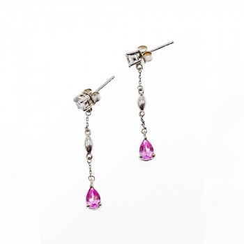 Sky Jewelry Серебряные серьги с розовой шпинелью и фианитом