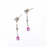 Sky Jewelry Серебряные серьги с розовой шпинелью и фианитом
