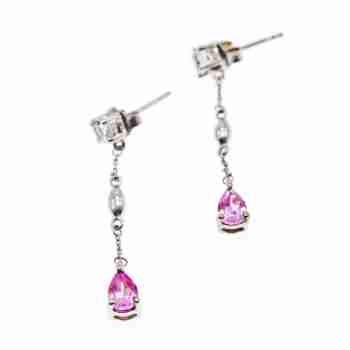 Sky Jewelry Серебряные серьги с розовой шпинелью и фианитом