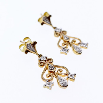 Sky Jewelry Золотые серьги с бриллиантами Шедевр