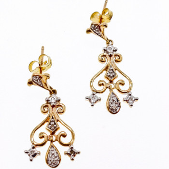 Sky Jewelry Золотые серьги с бриллиантами Шедевр