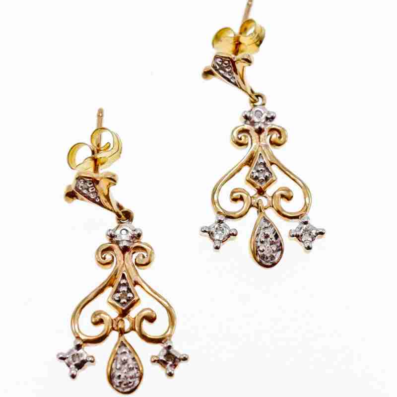 Sky Jewelry Золотые серьги с бриллиантами Шедевр