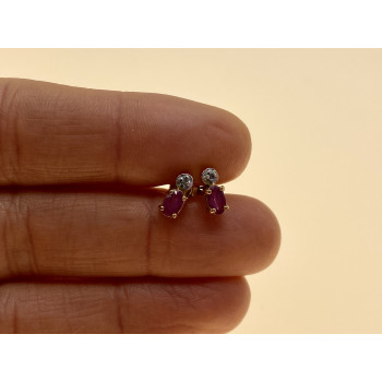 Sky Jewelry Серебряные серьги с позолоте с розовым топазом и бриллиантом