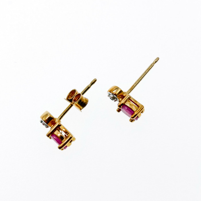 Sky Jewelry Серебряные серьги с позолоте с розовым топазом и бриллиантом