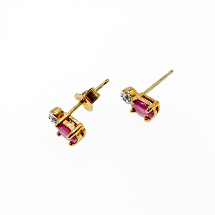 Sky Jewelry Серебряные серьги с позолоте с розовым топазом и бриллиантом