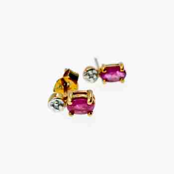 Sky Jewelry Серебряные серьги с позолоте с розовым топазом и бриллиантом
