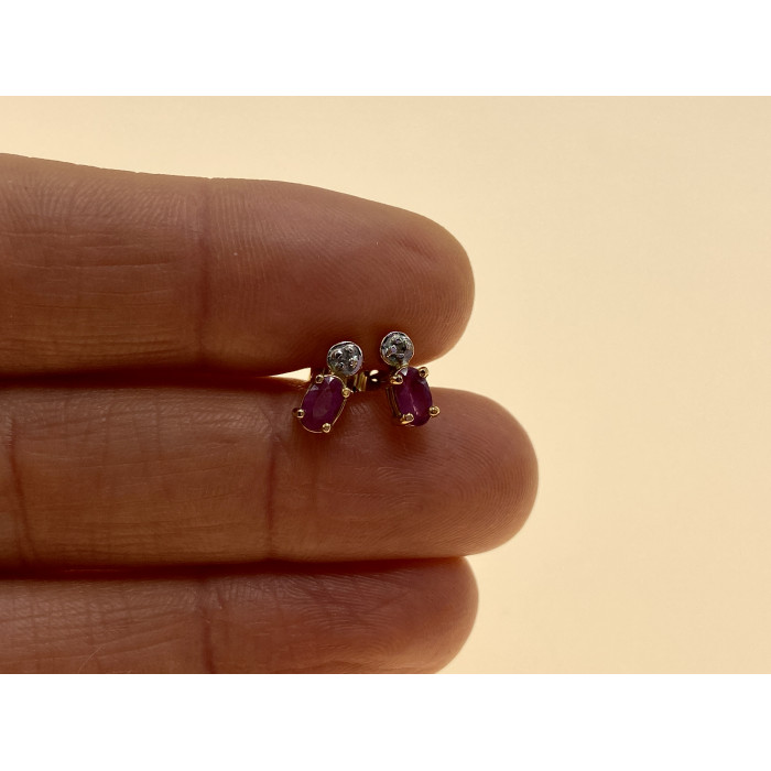 Sky Jewelry Серебряные серьги с позолоте с розовым топазом и бриллиантом