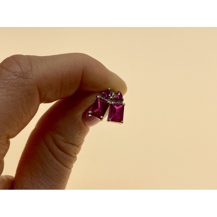 Sky Jewelry Серебряные серьги с розовым топазом Романтика