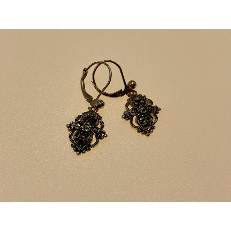 Sky Jewelry Винтажные серебряные серьги с марказитом