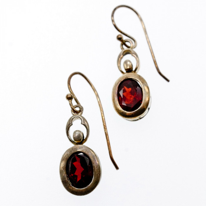 Sky Jewelry Винтажные серебряные серьги с гранатом