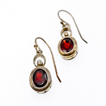 Sky Jewelry Винтажные серебряные серьги с гранатом
