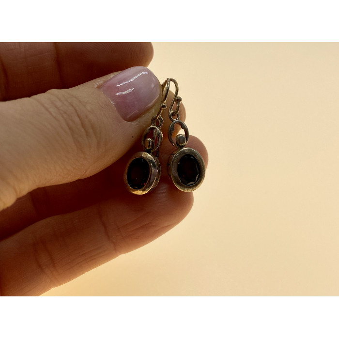 Sky Jewelry Винтажные серебряные серьги с гранатом