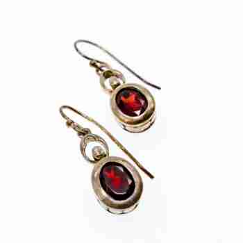 Sky Jewelry Винтажные серебряные серьги с гранатом