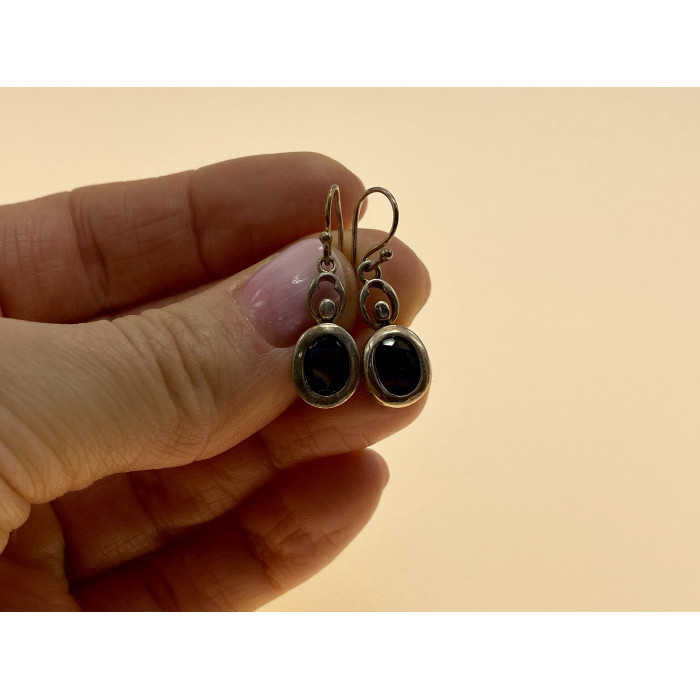 Sky Jewelry Винтажные серебряные серьги с гранатом