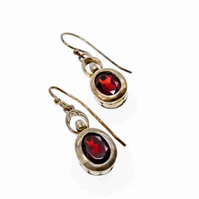 Sky Jewelry Винтажные серебряные серьги с гранатом