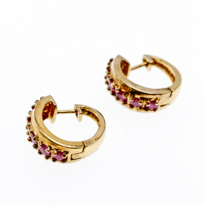 Sky Jewelry Серебряные серьги в позолоте с розовой шпинелью