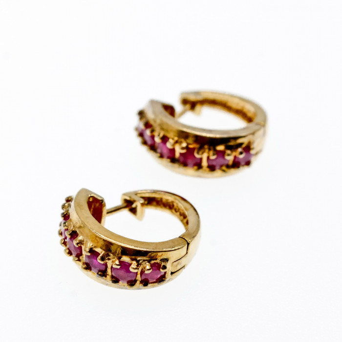 Sky Jewelry Серебряные серьги в позолоте с розовой шпинелью