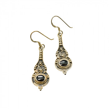 Sky Jewelry Винтажные серебряные серьги с ониксом