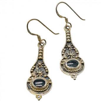 Sky Jewelry Винтажные серебряные серьги с ониксом