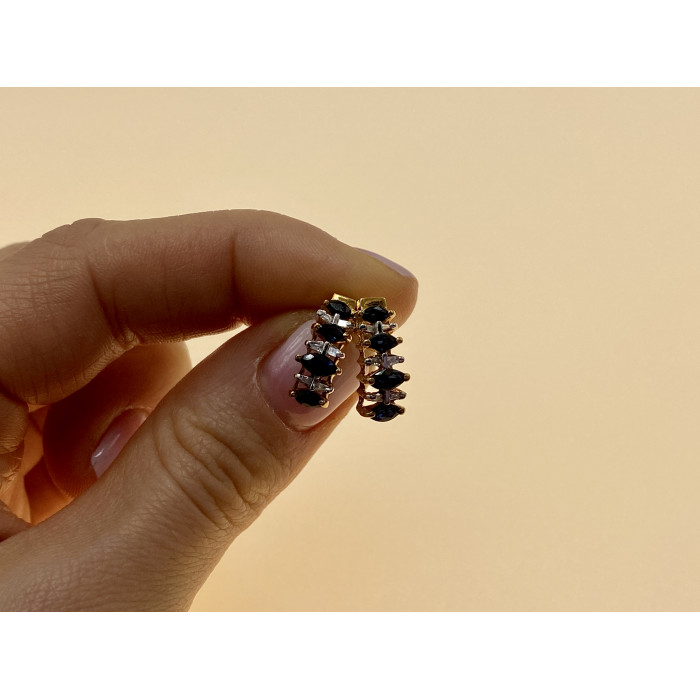 Sky Jewelry Золотые серьги с сапфирами  Грация