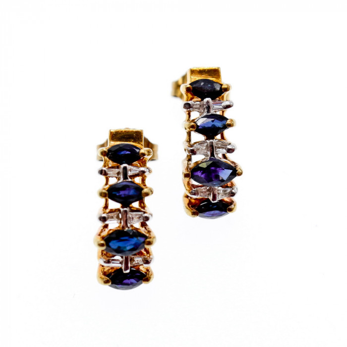 Sky Jewelry Золотые серьги с сапфирами  Грация