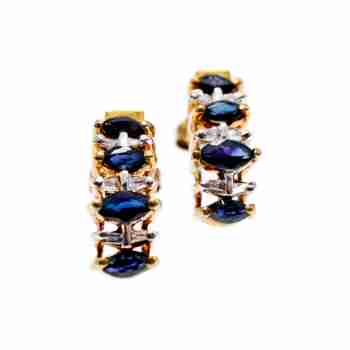 Sky Jewelry Золотые серьги с сапфирами  Грация