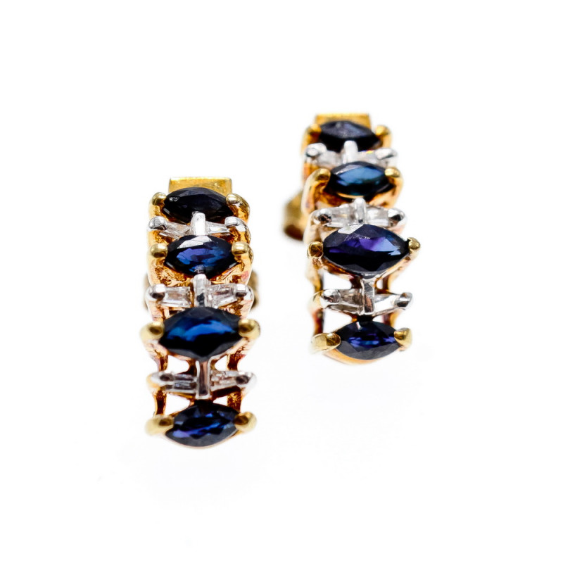 Sky Jewelry Золотые серьги с сапфирами  Грация