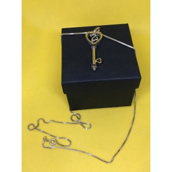 Sky Jewelry Серебряная цепочка с кулоном (черный камень Морион)