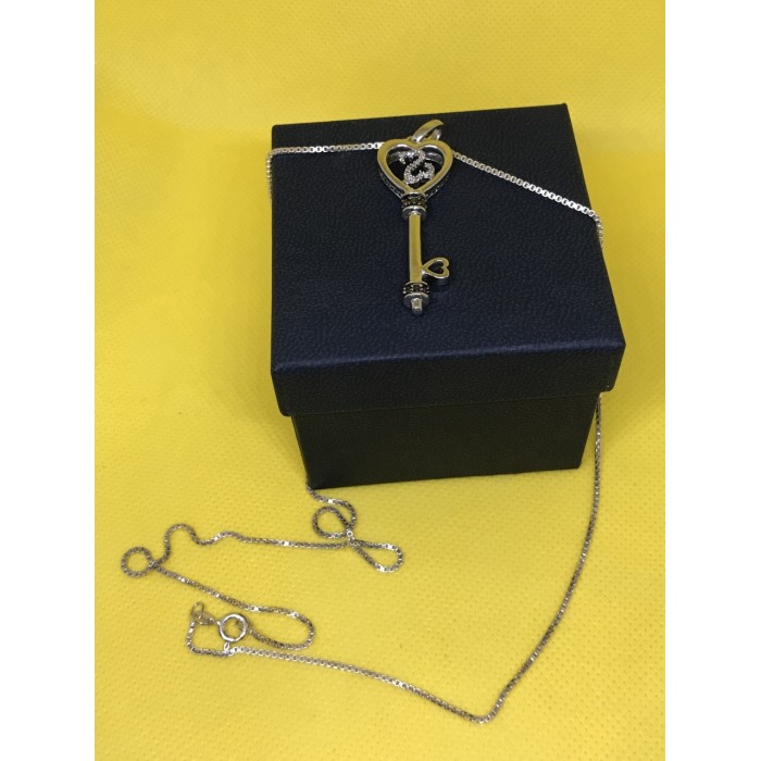 Sky Jewelry Серебряная цепочка с кулоном (черный камень Морион)