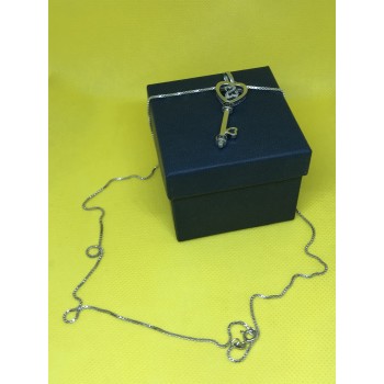 Sky Jewelry Серебряная цепочка с кулоном (черный камень Морион)