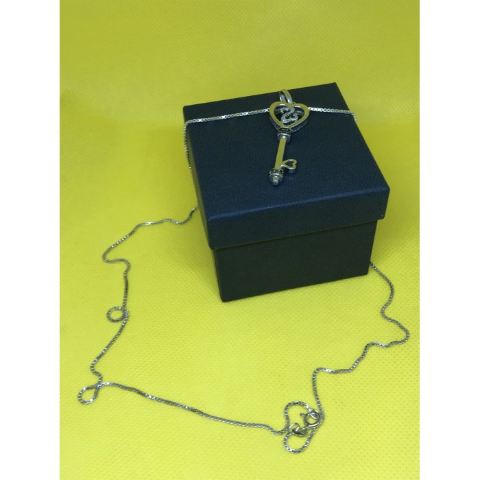 Sky Jewelry Серебряная цепочка с кулоном (черный камень Морион)