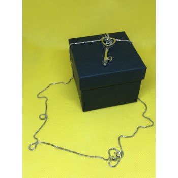 Sky Jewelry Серебряная цепочка с кулоном (черный камень Морион)