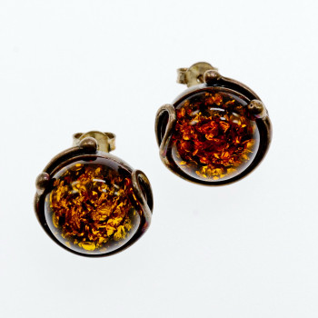 Sky Jewelry Серебряные серьги с янтарем  Стильно