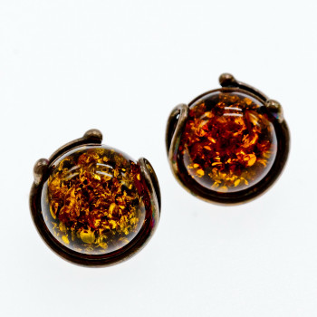 Sky Jewelry Серебряные серьги с янтарем  Стильно