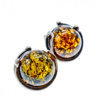 Sky Jewelry Серебряные серьги с янтарем  Стильно