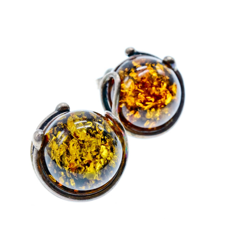 Sky Jewelry Серебряные серьги с янтарем  Стильно