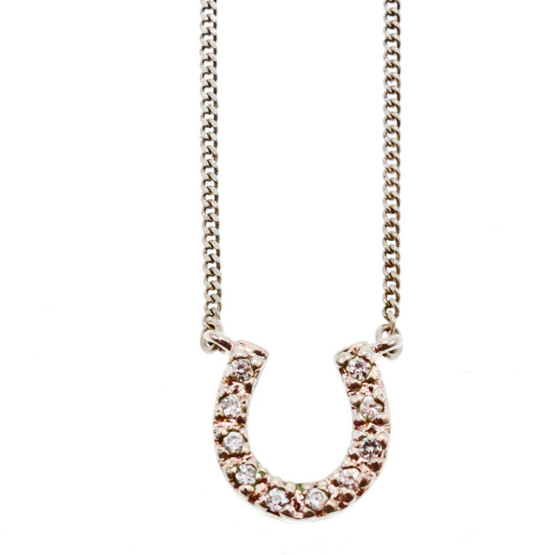 Sky Jewelry Серебряная цепочка с кулоном с фианитами  Подкова