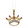 Sky Jewelry Золотая цепочка с кулоном рубин и бриллиант  Корона