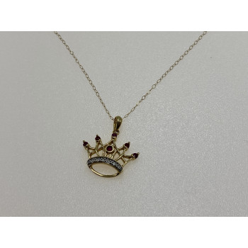 Sky Jewelry Золотая цепочка с кулоном рубин и бриллиант  Корона