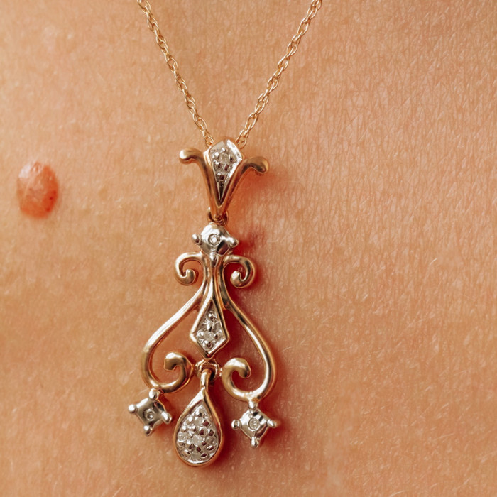 Sky Jewelry Золотая цепочка с кулоном бриллиант  Шедевр