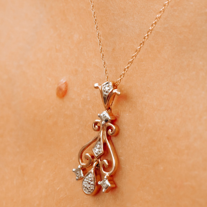 Sky Jewelry Золотая цепочка с кулоном бриллиант  Шедевр